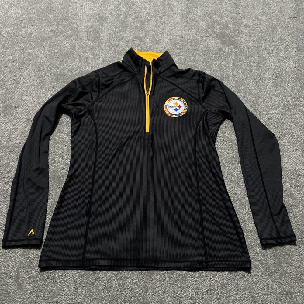 Pittsburgh Steelers women’s quarter‎ zip Antigua size small embroidered NFL